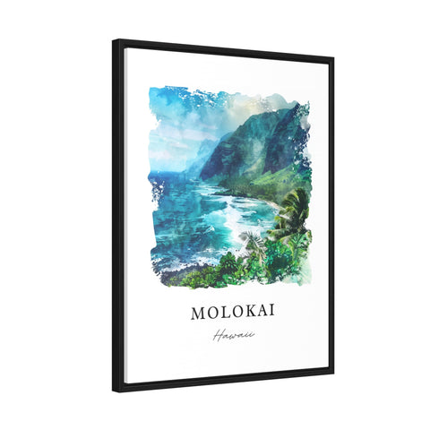 Molokai Hawaii Wall Art, Molokai Print, Molokai Watercolor Art, Hawaiian Islands Gift, Travel Print, Travel Poster, Housewarming Gift