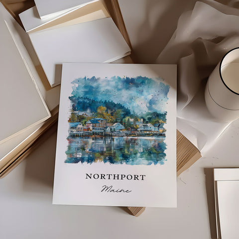 Northport Maine Wall Art, Waldo County ME Print, Northport Watercolor, Northport Gift, Travel Print, Travel Poster, Housewarming Gift