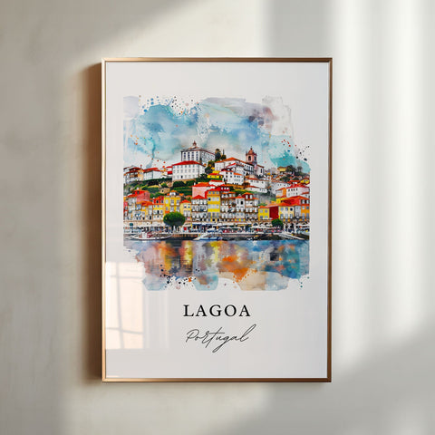 Lagoa Portugal Art, Lagoa Print, Faro Watercolor Art, Algarve Portugal Art Gift, Travel Print, Travel Poster, Housewarming Gift