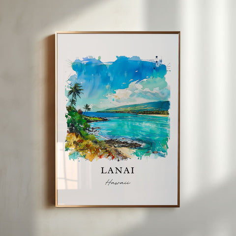 Lanai Hawaii Wall Art, Maui Hawaii Print, Lanai HI Watercolor, Lanai Gift, Travel Print, Travel Poster, Housewarming Gift