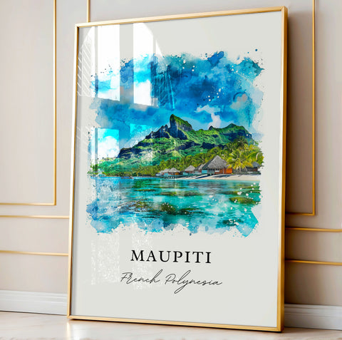 Maupiti Island Art, Maupiti Print, French Polynesia Watercolor Art, Maupiti FP Gift, Travel Print, Travel Poster, Housewarming Gift