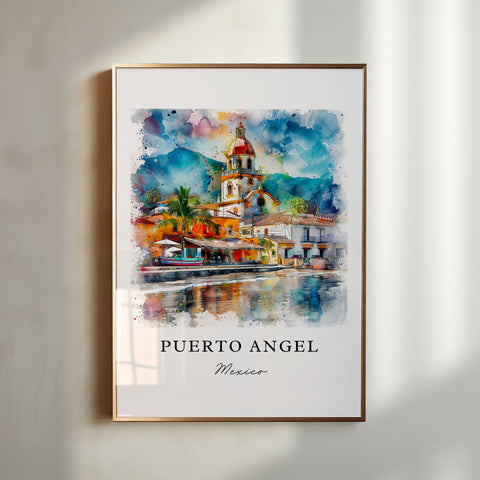 Puerto Angel MX Art, Puerto Angel Print, Oaxaca Watercolor Art, Oaxaca Mexico Gift, Travel Print, Travel Poster, Housewarming Gift