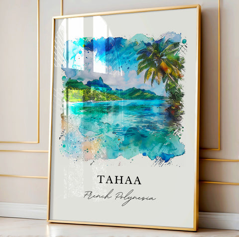 Tahaa Wall Art, Tahaa French Polynesia Print, Tahaa Watercolor Art, Leeward Islands Gift, Travel Print, Travel Poster, Housewarming Gift