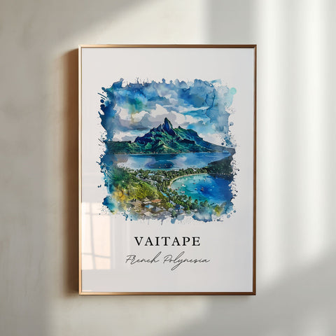 Vaitape Wall Art, Vaitape Print, Bora Bora Watercolor Art, Vaitape French Polynesia Gift, Travel Print, Travel Poster, Housewarming Gift