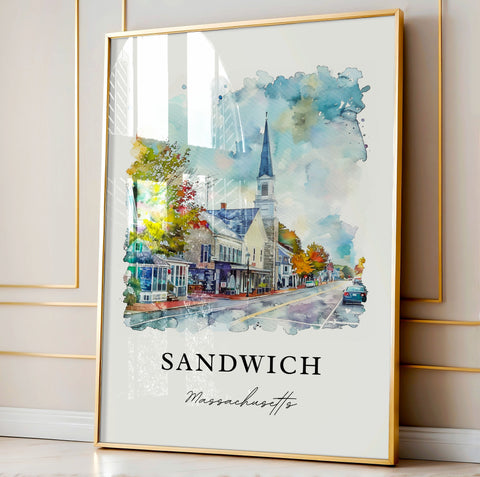 Sandwich MA Wall Art, Cape Cod Print, Barnstable County Art, Sandwich Massachusetts Gift, Travel Print, Travel Poster, Housewarming Gift