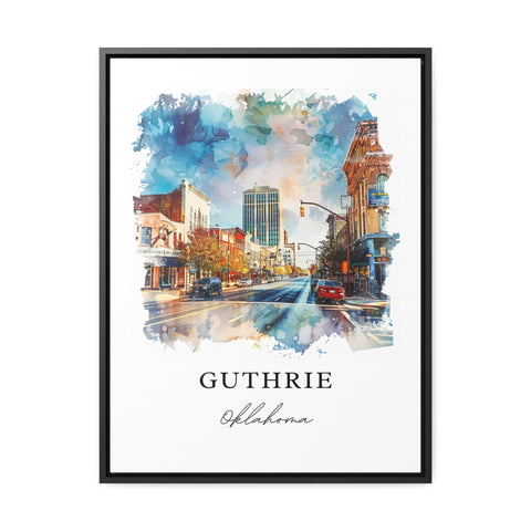 Guthrie OK Wall Art, Guthrie Print, OKC Watercolor Art, Guthrie Oklahoma Gift, Travel Print, Travel Poster, Housewarming Gift