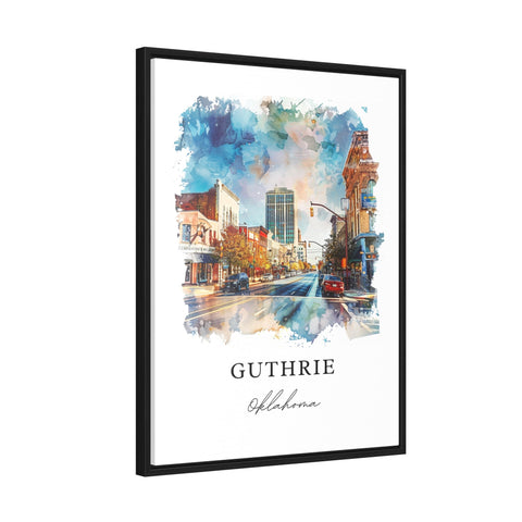 Guthrie OK Wall Art, Guthrie Print, OKC Watercolor Art, Guthrie Oklahoma Gift, Travel Print, Travel Poster, Housewarming Gift