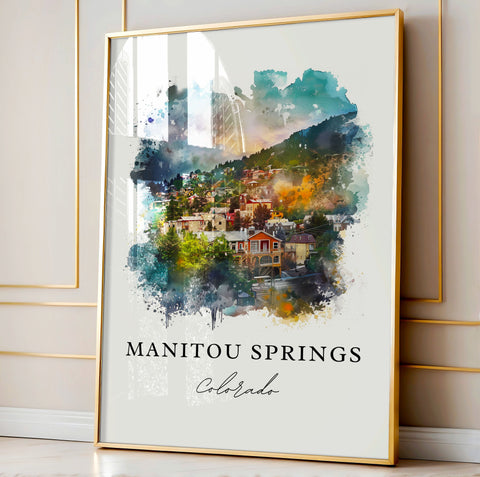 Manitou Springs Art, Manitou Springs Print, CO Springs Watercolor, Manitou Springs Gift, Travel Print, Travel Poster, Housewarming Gift