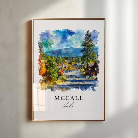 Mccall ID Wall Art, Mccall Idaho Print, Mccall Watercolor Art, Valley County Idaho Gift, Travel Print, Travel Poster, Housewarming Gift