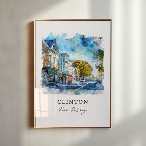 Clinton NJ Wall Art, Clinton Print, Hunterdon County Watercolor, Clinton New Jersey Gift, Travel Print, Travel Poster, Housewarming Gift