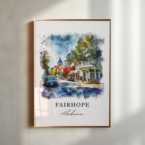 Fairhope AL Wall Art, Fairhope Alabama Print, Mobile Bay AL Watercolor, Baldwin County Gift, Travel Print, Travel Poster, Housewarming Gift