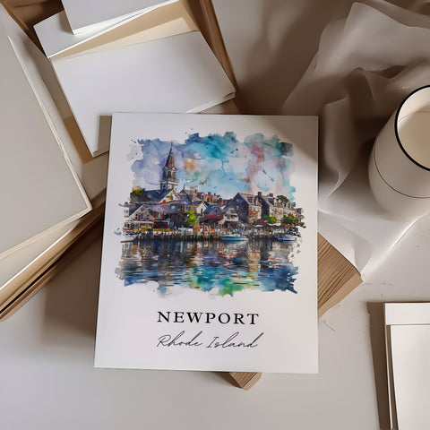 Newport RI Wall Art, Newport Print, Rhode Island Watercolor, Aquidneck Island Gift, Travel Print, Travel Poster, Housewarming Gift