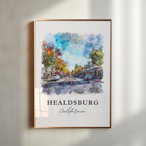 Healdsburg CA Wall Art, Healdsburg Print, Sonoma Watercolor Art, Sonoma California Gift, Travel Print, Travel Poster, Housewarming Gift