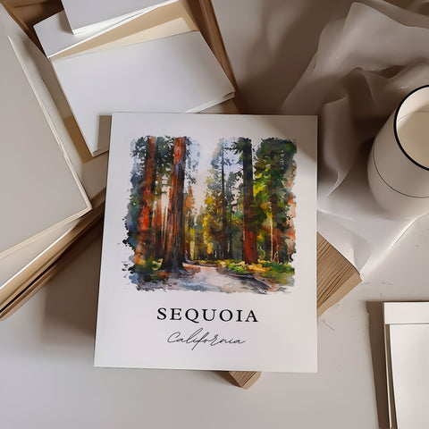 Sequoia Wall Art, Sequoia National Park Print, Sequoia Watercolor Art, Sequoia Park Gift, Travel Print, Travel Poster, Housewarming Gift