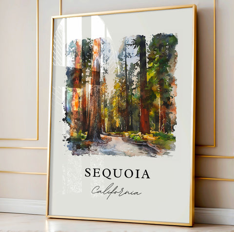 Sequoia Wall Art, Sequoia National Park Print, Sequoia Watercolor Art, Sequoia Park Gift, Travel Print, Travel Poster, Housewarming Gift