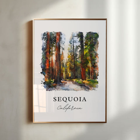 Sequoia Wall Art, Sequoia National Park Print, Sequoia Watercolor Art, Sequoia Park Gift, Travel Print, Travel Poster, Housewarming Gift