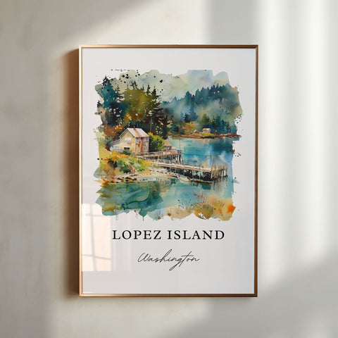 Lopez Island WA Art, Lopez Island Print, San Juan Islands Watercolor, San Juan Isl. WA Gift, Travel Print, Travel Poster, Housewarming Gift