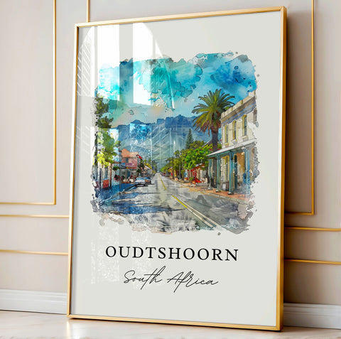 Oudtshoorn Wall Art, South Africa Print, Oudtshoorn Watercolor, Klein Karoo Gift, Travel Print, Travel Poster, Housewarming Gift