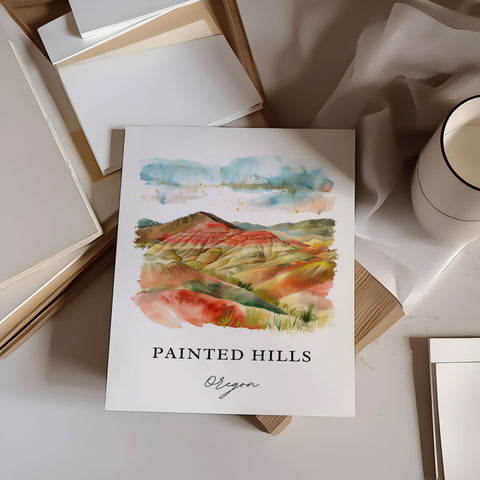 Painted Hills OR Wall Art, Painted Hills Print, Painted Hills Watercolor, Painted Hills Gift, Travel Print, Travel Poster, Housewarming Gift