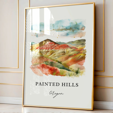 Painted Hills OR Wall Art, Painted Hills Print, Painted Hills Watercolor, Painted Hills Gift, Travel Print, Travel Poster, Housewarming Gift