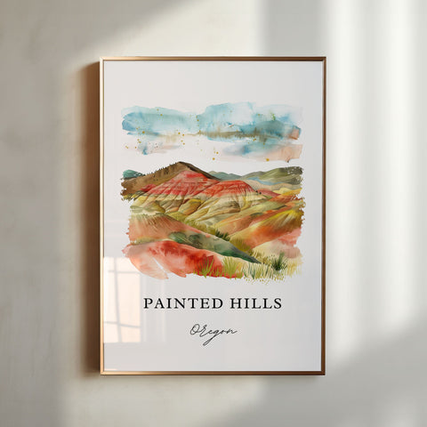 Painted Hills OR Wall Art, Painted Hills Print, Painted Hills Watercolor, Painted Hills Gift, Travel Print, Travel Poster, Housewarming Gift