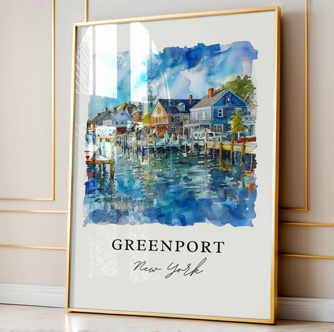 Greenport NY Wall Art, Greenport Print, Greenport Watercolor Art, Suffolk County Gift, Travel Print, Travel Poster, Housewarming Gift