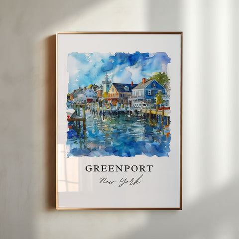 Greenport NY Wall Art, Greenport Print, Greenport Watercolor Art, Suffolk County Gift, Travel Print, Travel Poster, Housewarming Gift