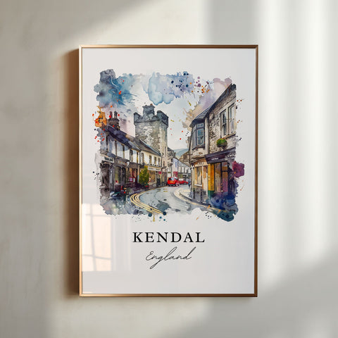 Kendal England Wall Art, Kendal Print, Kendal UK Watercolor Art, Cumbria England Gift, Travel Print, Travel Poster, Housewarming Gift