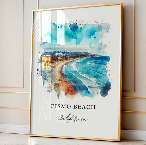 Pismo Beach Art, Central Coast Cali Print, Pismo Beach Watercolor, Pismo Beach Gift, Travel Print, Travel Poster, Housewarming Gift