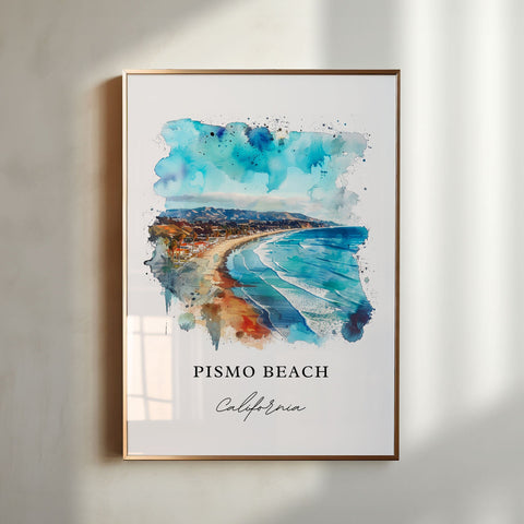 Pismo Beach Art, Central Coast Cali Print, Pismo Beach Watercolor, Pismo Beach Gift, Travel Print, Travel Poster, Housewarming Gift