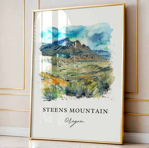 Steens Mountain Wall Art, Steens Mountain OR Print, Harney County Watercolor, Oregon Gift, Travel Print, Travel Poster, Housewarming Gift