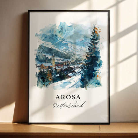 Arosa Switzerland Wall Art, Arosa Print, Switzerland Watercolor Art, Schanfigg Valley Gift, Travel Print, Travel Poster, Housewarming Gift