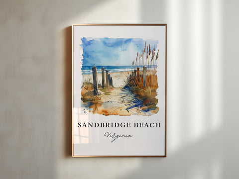 Sandbridge Beach VA Art, Sandbridge Beach Print, Virginia Beach Watercolor, VA Beach Gift, Travel Print, Travel Poster, Housewarming Gift