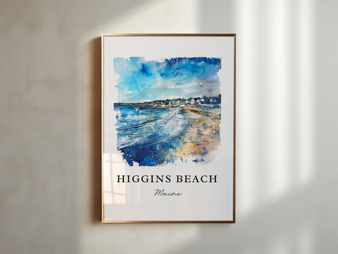 Higgins Beach Maine Art, Higgins Beach ME Print, Maine Watercolor, Scarborough Maine Gift, Travel Print, Travel Poster, Housewarming Gift