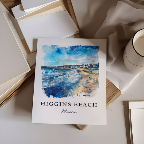 Higgins Beach Maine Art, Higgins Beach ME Print, Maine Watercolor, Scarborough Maine Gift, Travel Print, Travel Poster, Housewarming Gift