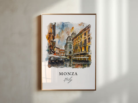 Monza Italy Wall Art, Monza Print, Milan Watercolor Art, Monza Italia Gift, Travel Print, Travel Poster, Housewarming Gift