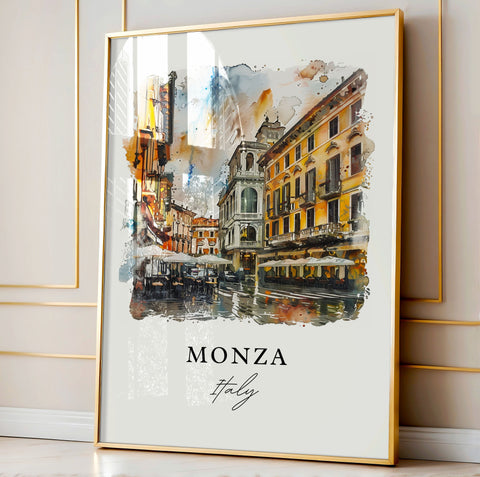 Monza Italy Wall Art, Monza Print, Milan Watercolor Art, Monza Italia Gift, Travel Print, Travel Poster, Housewarming Gift