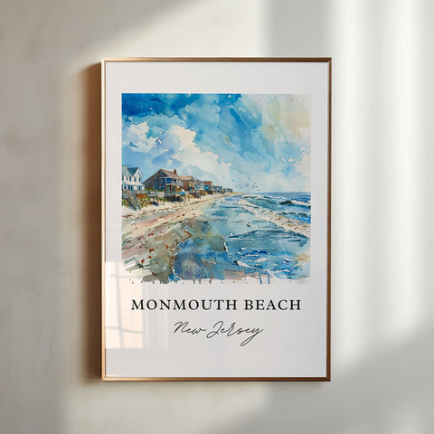 Monmouth Beach Wall Art, Jersey Shore Print, Monmouth Beach Watercolor, Monmouth Beach Gift, Travel Print, Travel Poster, Housewarming Gift