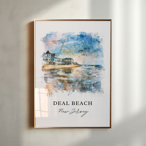 Deal NJ Art, Deal Beach Print, Jersey Shore Watercolor, Deal NJ Gift, Travel Print, Travel Poster, Housewarming Gift