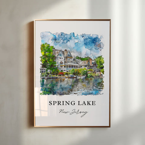 Spring Lake NJ Wall Art, Spring Lake Print, Jersey Shore Watercolor Art, Spring Lake NJ Gift, Travel Print, Travel Poster, Housewarming Gift