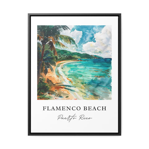 Flamenco Beach Art, Flamenco Beach PR Print, Culebra Watercolor Art, Culebra Gift, Travel Print, Travel Poster, Housewarming Gift