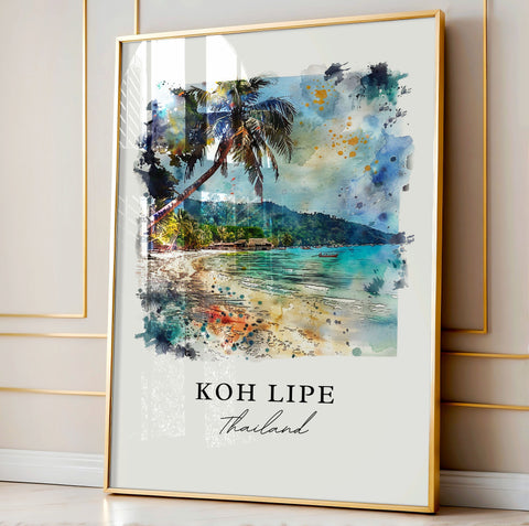 Koh Lipe Thailand Art, Koh Lipe Thailand Print, Andaman Sea Watercolor Art, Koh Lipe Gift, Travel Print, Travel Poster, Housewarming Gift