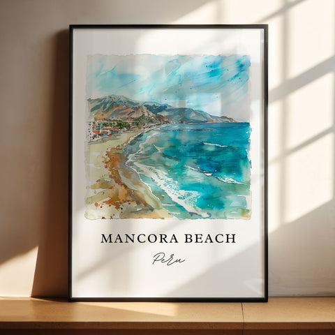 Mancora Beach Peru Art, Mancora Peru Print, Mancora Beach Watercolor, Piura Region Gift, Travel Print, Travel Poster, Housewarming Gift