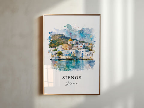 Sifnos Greece Art, Sifnos Print, Sifnos Greece Watercolor Art, Cyclades Islands Gift, Travel Print, Travel Poster, Housewarming Gift