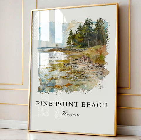 Pine Point Beach Maine Art, Scarborough ME Print, Saco Bay Watercolor Art, Scarborough Gift, Travel Print, Travel Poster, Housewarming Gift