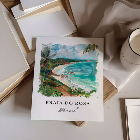 Praia Do Rosa Art, Praia Do Rosa Brazil Print, Florianópolis Watercolor Art, Garopaba Gift, Travel Print, Travel Poster, Housewarming Gift