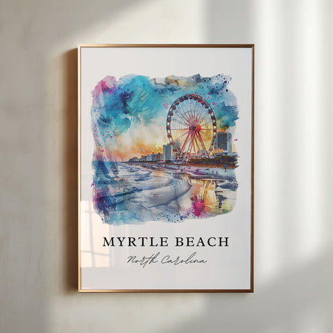 Myrtle Beach NC Art, Myrtle Beach Print, Myrtle Beach Watercolor Art, Horry County NC Gift, Travel Print, Travel Poster, Housewarming Gift