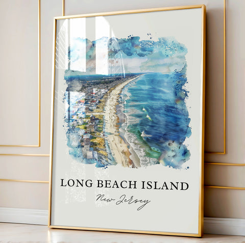 LBI Wall Art, Long Beach Island Print, LBI Watercolor Art, Beach Haven NJ Gift, Travel Print, Travel Poster, Housewarming Gift