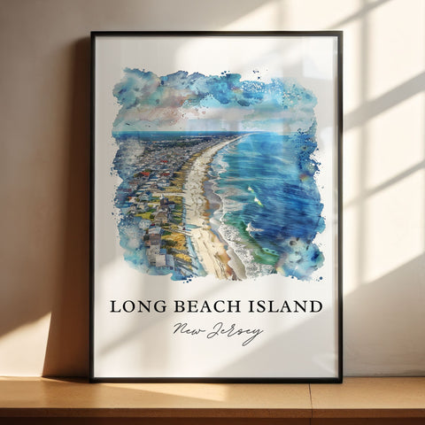 LBI Wall Art, Long Beach Island Print, LBI Watercolor Art, Beach Haven NJ Gift, Travel Print, Travel Poster, Housewarming Gift