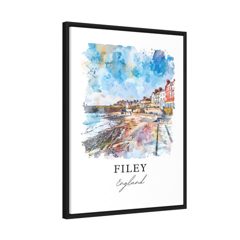 Filey England Wall Art, Filey UK Print, North Yorkshire Watercolor Art, Filey England Gift, Travel Print, Travel Poster, Housewarming Gift